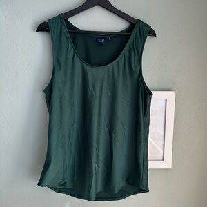 Gap satin scoopneck tank top, Essex green, large tall
